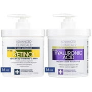 Advanced Clinicals Anti Aging Firming Retinol Body Cream and Hydrating Hyaluronic Acid Cream Set. Two 16 fl oz