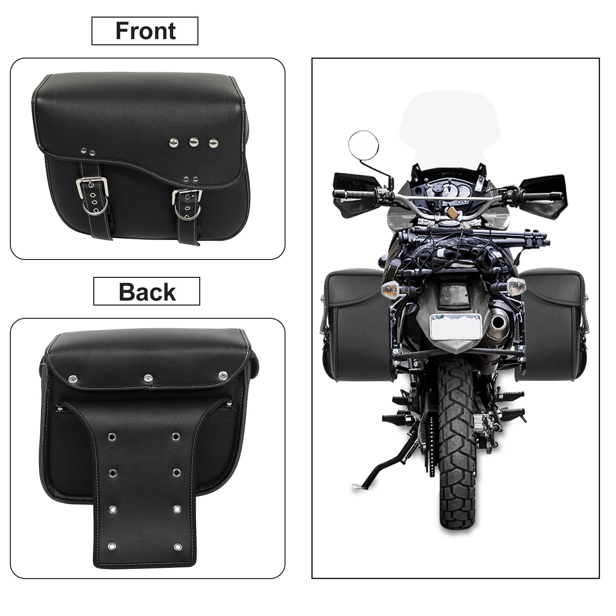 Unique Bargains 1 Pair Motorcycle Saddlebag Side Tool Bags Waterproof Black