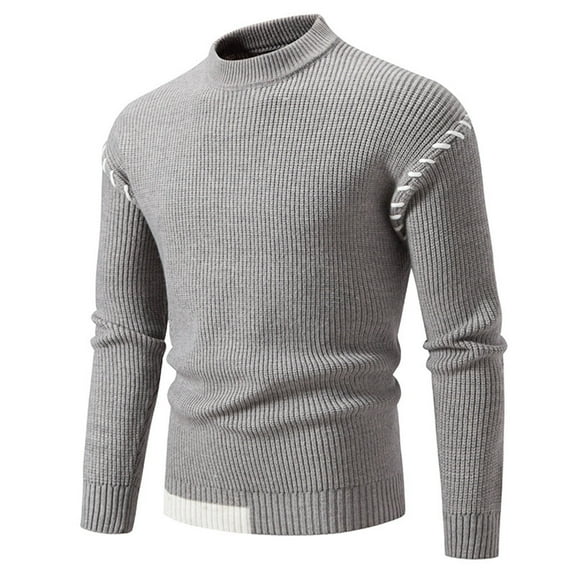 Hrsba Mens Turtleneck Sweater, Mens Pullover Sweaters High Neck Color Knit Mid High Neck Loose Long Sleeve Warm Base Layer Sweater for Men Casual Fall Winter