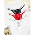 thumbnail image 4 of Tangas sexis de encaje para mujer, ropa interior con perspectiva Floral, tiro bajo, dos cinturones brillantes, Tanga, lencería íntima cómoda, 3 uds., 4 of 5