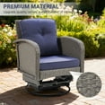 thumbnail image 6 of 3 Piece Outdoor Bistro Swivel Chairs Set, Patio Bistro Set w/ 360° Swivel Rocking Chairs & Table, All-Weather Conversation Set with Metal Frame for Patio Backyard Porches or Garden - Navy Blue, 6 of 9