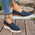 thumbnail image 4 of Knit Mesh Loafers for Women Pointed Toe Wedge Espadrilles Breathable Slip on Casual Work Dress Shoes Walking Shoes Navy Size 6.5, 4 of 7