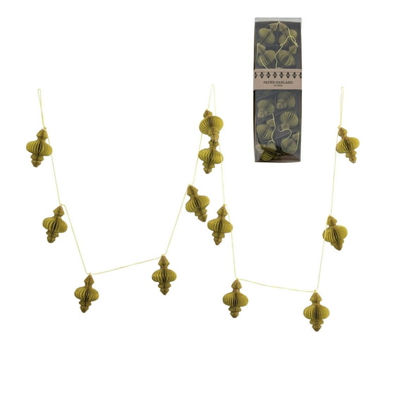 Creative Co-Op Handmade Recycled Paper Honeycomb Finial Garland with Gold Glitter, Chartreuse