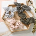 thumbnail image 2 of Rabbit Ear Ribbon Striped Ponytail Holder Hair Ring Rope Girl Elastic Scrunchies, 2 of 8