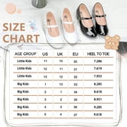 HOMEHOT Girls Mary Jane Shoes Casual Princess Ballerina Dress Shoes Low Heels Slip on Flat Shoes for School Party Wedding Black Size 1