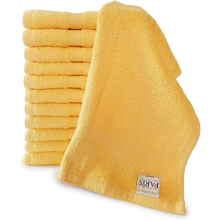 Paris Collection 100% Cotton, Bleach Resistant spa Towels 16x30 Sunshine  Yellow (Pack of 12) Heavier Than The 16x27! Weighing at 4.0 lbs per doz