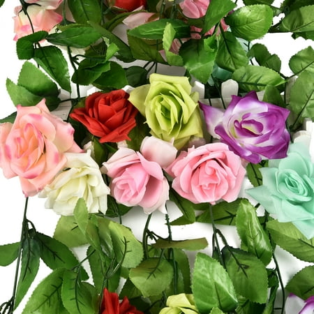 CUH Artificial Rose Flower Garland Silk Flower Vine for Home Wedding Garden Party