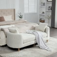 thumbnail image 2 of S-HOME Versatile Backless Accent Bench with 2 Bolster Pillows Rubberwood Legs 77.17 Inch Chenille Chaise Lounge  for Living Room and Bedroom Use , Beige, 2 of 10