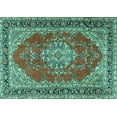 thumbnail image 1 of Ahgly Company Indoor Rectangle Medallion Turquoise Blue Traditional Area Rugs, 8' x 10', 1 of 4