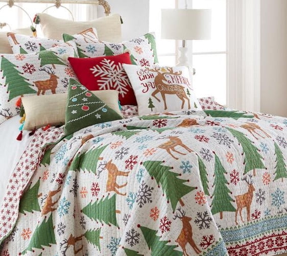 Reindeer Christmas Light Blanket Full Queen Soft and Warm Comforter 