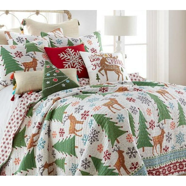Trees Holiday King Quilt, Holiday Bedding King