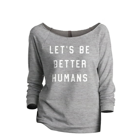 Let's Be Better Humans Women's Fashion Slouchy 3/4 Sleeves Raglan Lightweight Sweatshirt Sport Grey 2X-Large