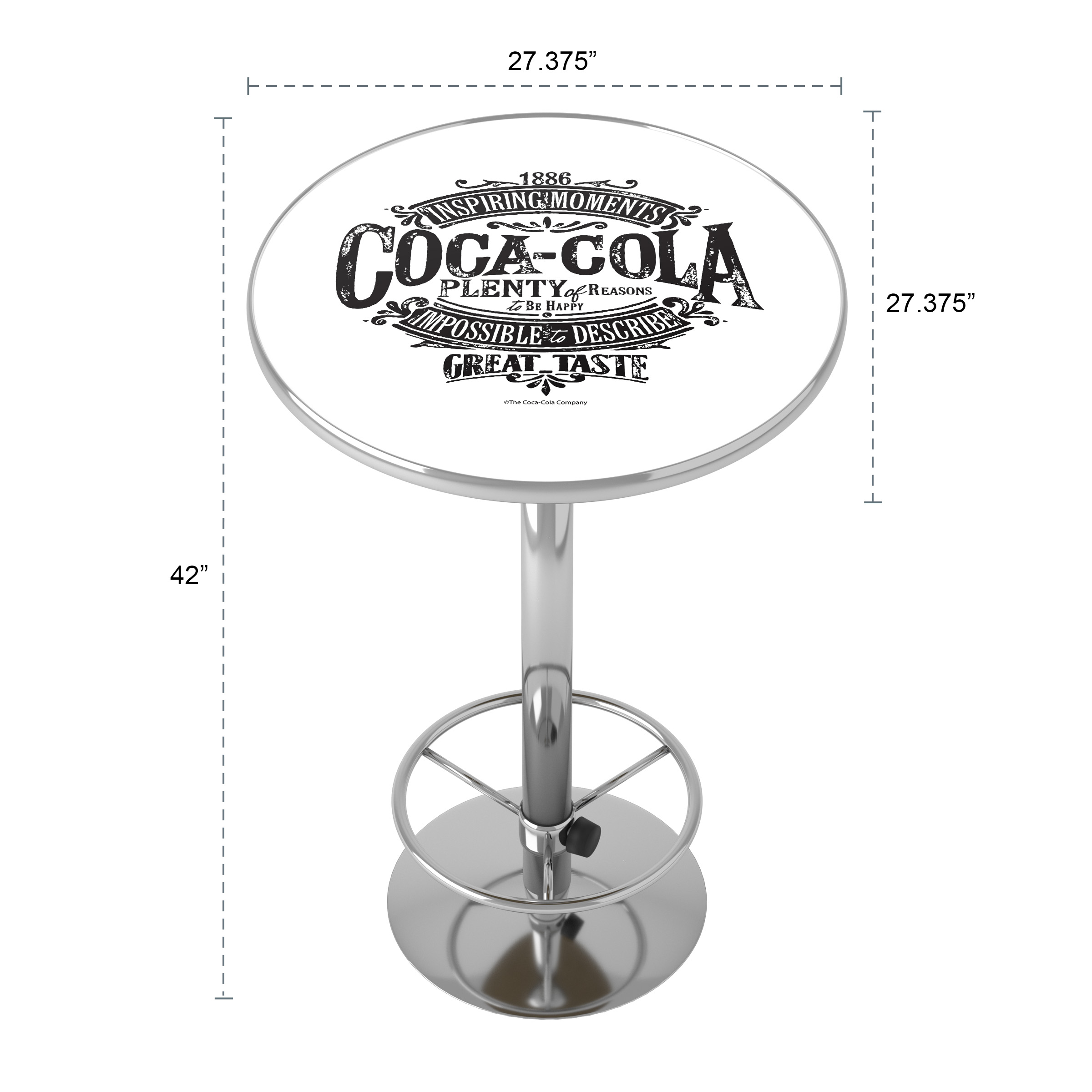 Coca-Cola Brazil 1886 Vintage Bar Table with Adjustable
