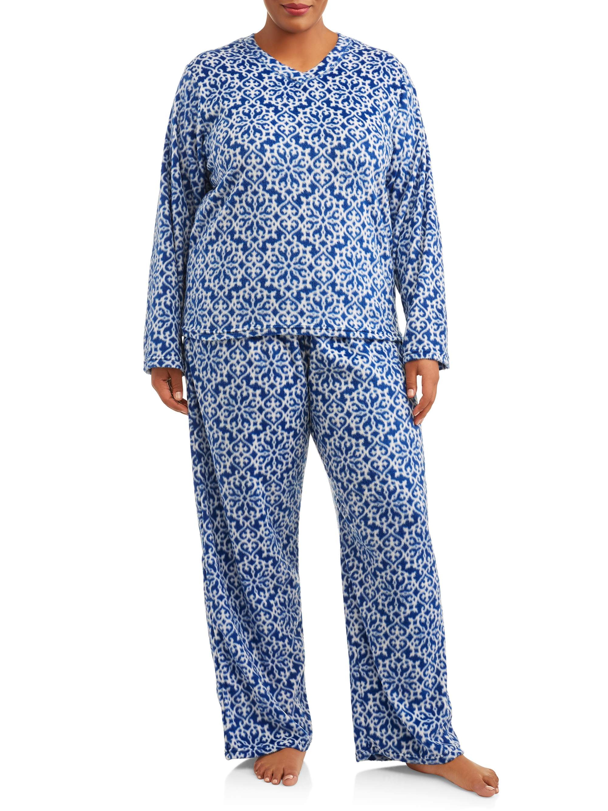 Mayfair Women's and Women's Plus Minky Fleece 2-Piece Pajama Set ...