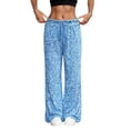 thumbnail image 5 of felwors Women's Sequin Palazzo Pants with Drawstring Waist Wide Leg Trousers for Casual Wear and Party Outfits（Blue， L）, 5 of 8