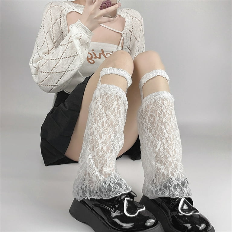 Women Leg Warmers Ruffle Lace Kawaii Y2K Harajuku Gyaru Cute Leg Warmers  Goth Lolita Boot Socks for Girls