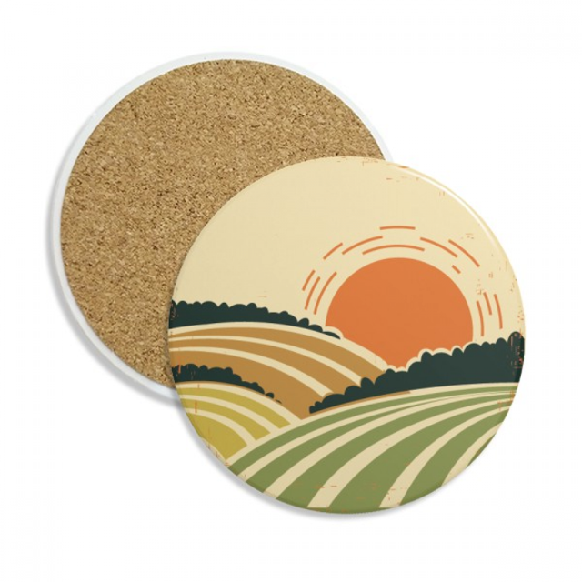 Soleil soleil Arbre Colline Herbe coaster Tasse protection de Table Absorbant st
