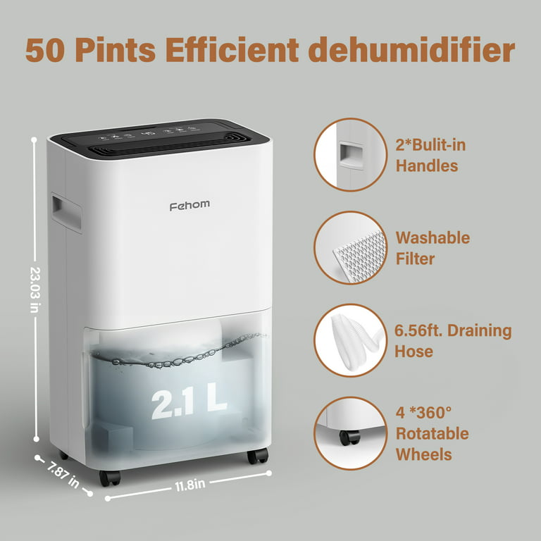 50 Pints Home Dehumidifier for Space up to 3,500 Sq. Ft - www.