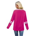 thumbnail image 4 of Womens Long Sleeve Shirts Color Block Casual Crewneck Tops Tshirt Basic Tee Fall Fashion Clothes Trendy Outfits 06-Hot Pink L, 4 of 5