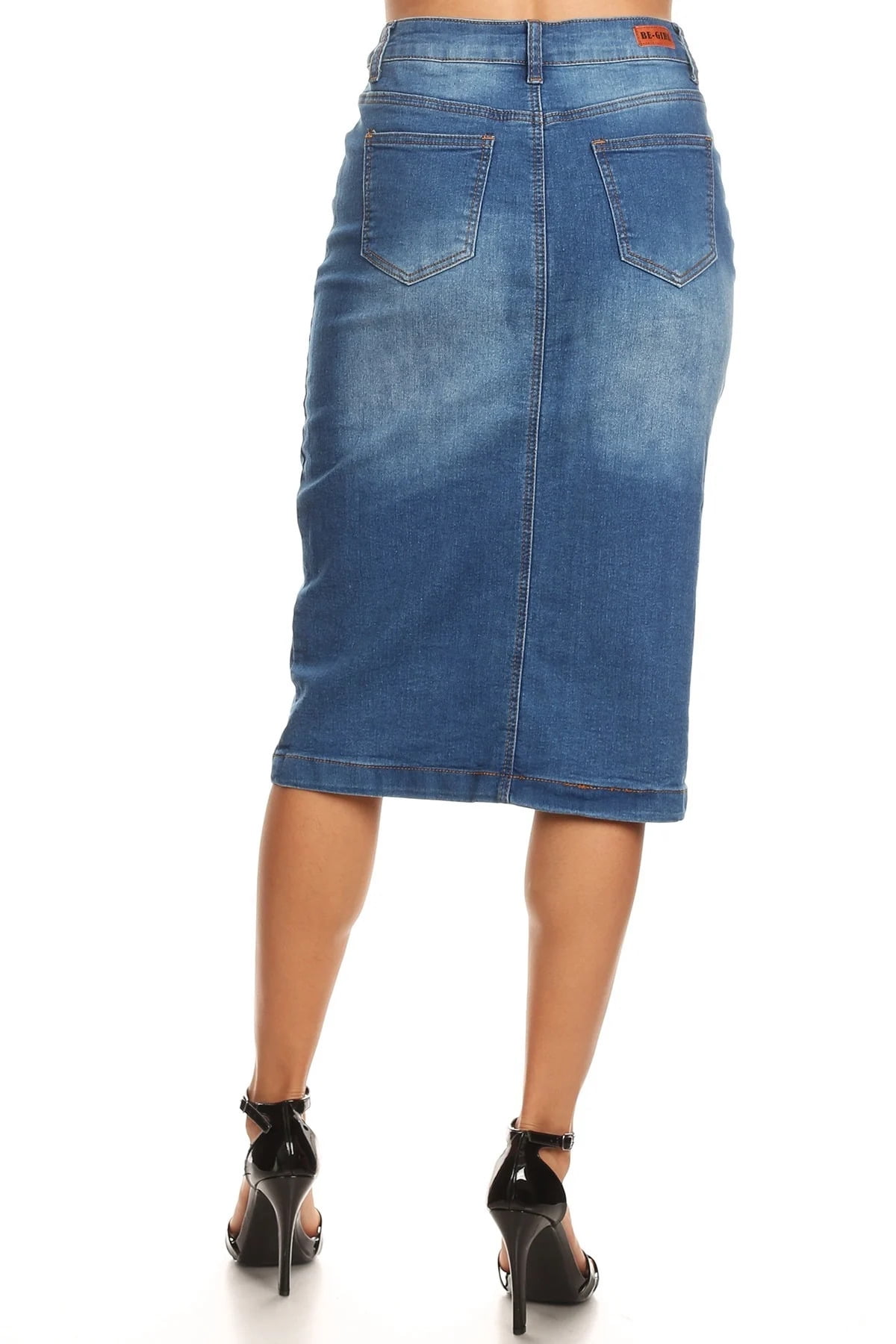 denim skirts calf length
