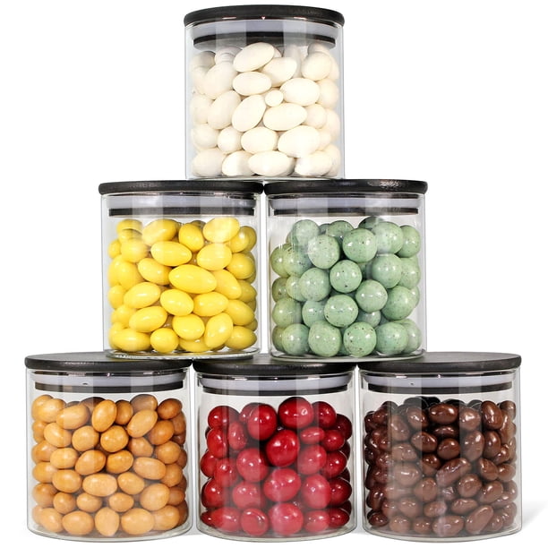 Set de 6 frascos de vidrio Urban Green de 20 oz con tapas negras herméticas