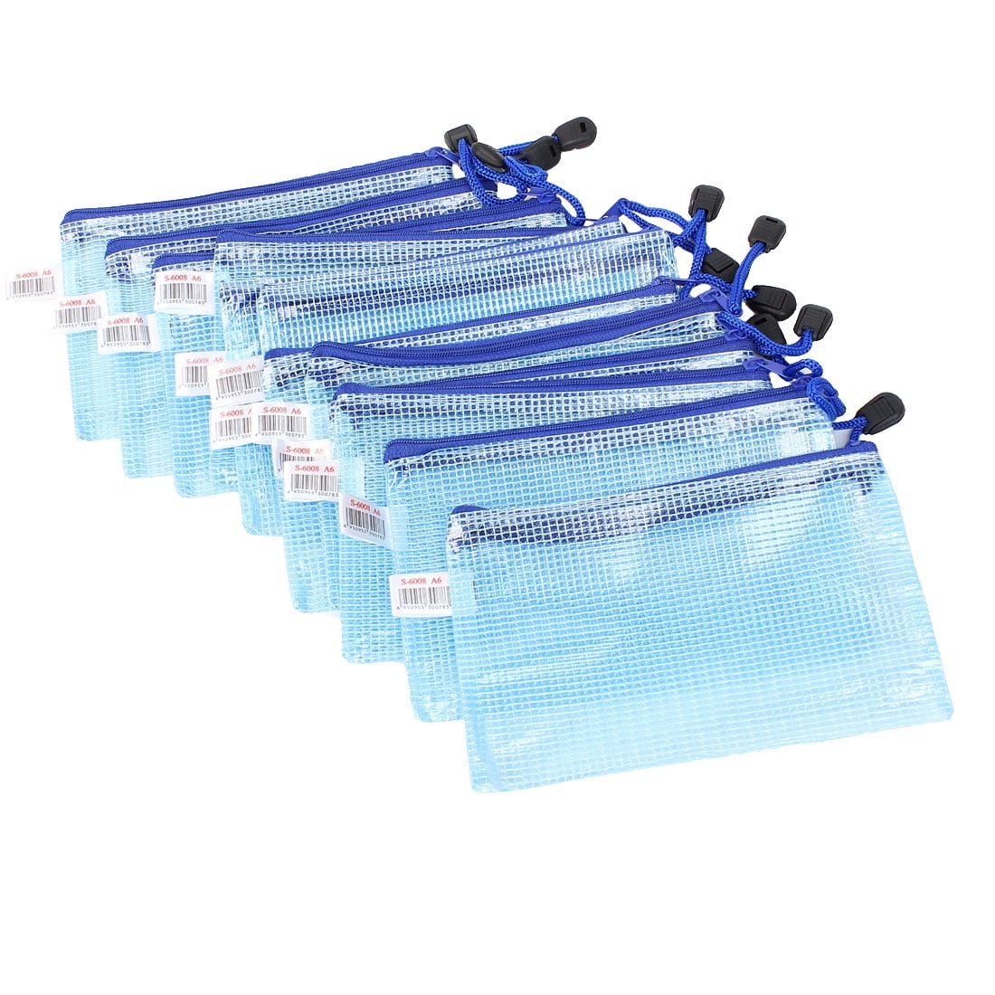 Unique Bargains Blue Zip up Waterproof A6 Paper Document Files Storage Holder Bag