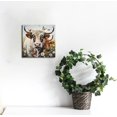 thumbnail image 3 of Acheng Bathroom Highland Cow Wall Art Rustic Farmhouse Picture Animal Canvas Print Painting, Nature Flower Bush Landscape Abstract Artwork Framed for Kitchen Bedroom Living Room Office Decor 12x12 in, 3 of 5