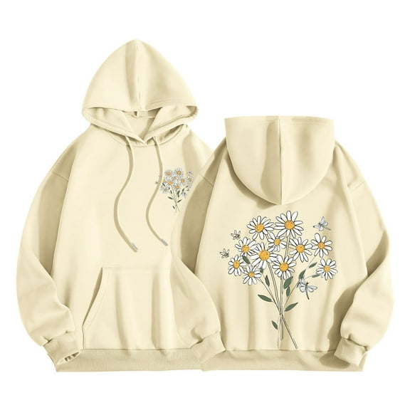 Wensltd Women's Hoodies Cute Printing Long Sleeve Tops Warm Loose Fall Pullover Sweatshirts