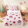 thumbnail image 2 of Manfei Santa Twin Sheets Holiday Bedding, Peach Pink 3 Pieces (1 Flat Sheet, 1 Fitted Sheet and 1 Pillowcase), 2 of 6