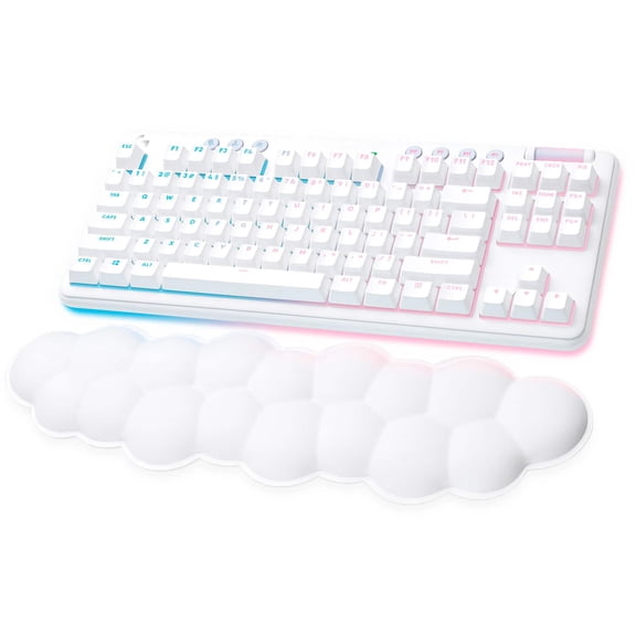 Logitech G715 Wireless Mechanical Gaming Keyboard - Lightspeed, GX Brown Tactile, RGB & Palm Rest (White Mist)