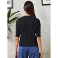 thumbnail image 3 of DARING DIVA Women's Short Sleeve Button Down Cable Knit Dressy Sweater S Black, 3 of 6