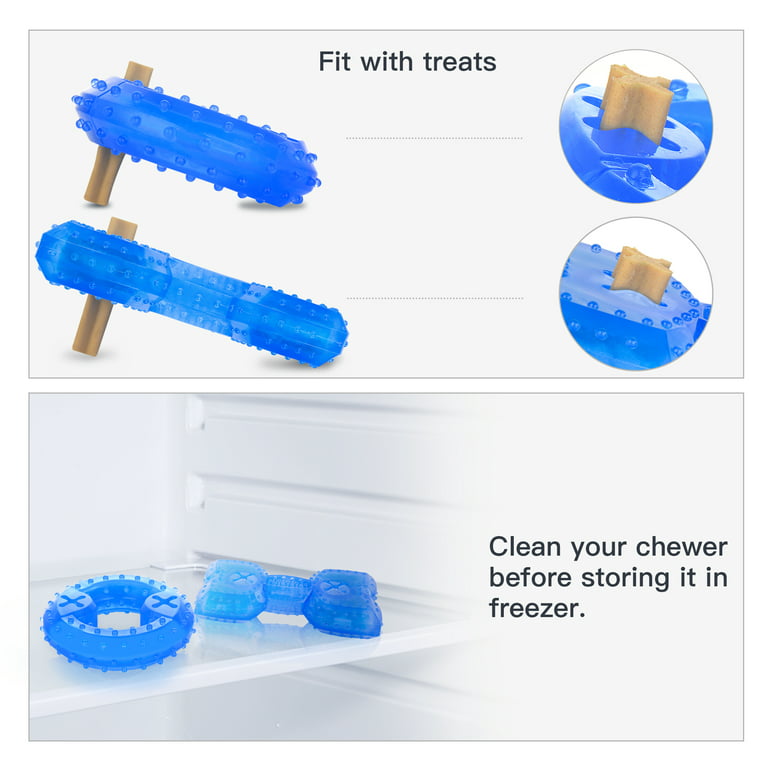 Nwk Pet Teether Cooling Chew Toy for Dogs Teething Toy for Puppies Fit with Treats for More Fun (Chewing Ring)