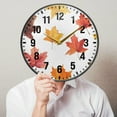 thumbnail image 6 of Yayeee Wall Clock Battery Operated 9.5" Silent Non-Ticking for Living Room, White Autumn Leaves, 6 of 8