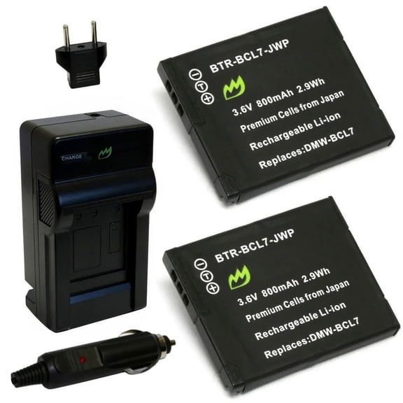 Replacement for Panasonic Lumix DMC-SZ3 Battery (2-Pack, 800mAh) and Charger with Car Adapter