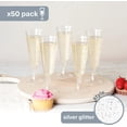thumbnail image 3 of MATANA Silver Glitter 5oz Wedding Anniversary Reusable & Recyclable Plastic Champagne Flutes Set of 50, 3 of 9