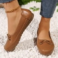 thumbnail image 6 of Miluxas Leather Flat Shoes, Lightweight Anti-Slip Breathable for Women Dressy Slip-On Bow-Knot Flats Loafers Brown 9.5(43), 6 of 9