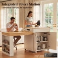 thumbnail image 5 of OMCHOM 78.6" Extendable Rolling Kitchen Island 4-6 Seats, Double-Side Storage, Open Shelves & 2 Drawers, White, 5 of 10