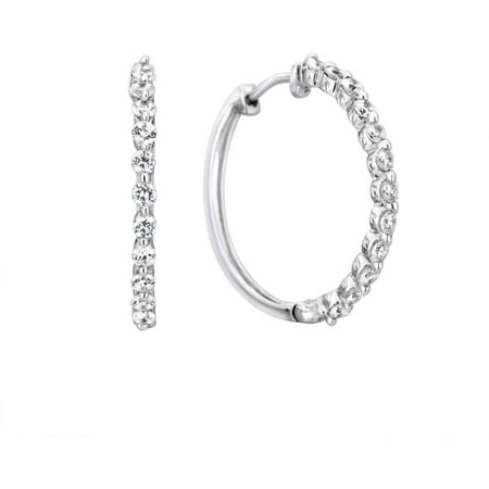 1/4 Carat T.W. Diamond 10kt White Gold Hoop Earrings with HI I2-I3 Diamonds