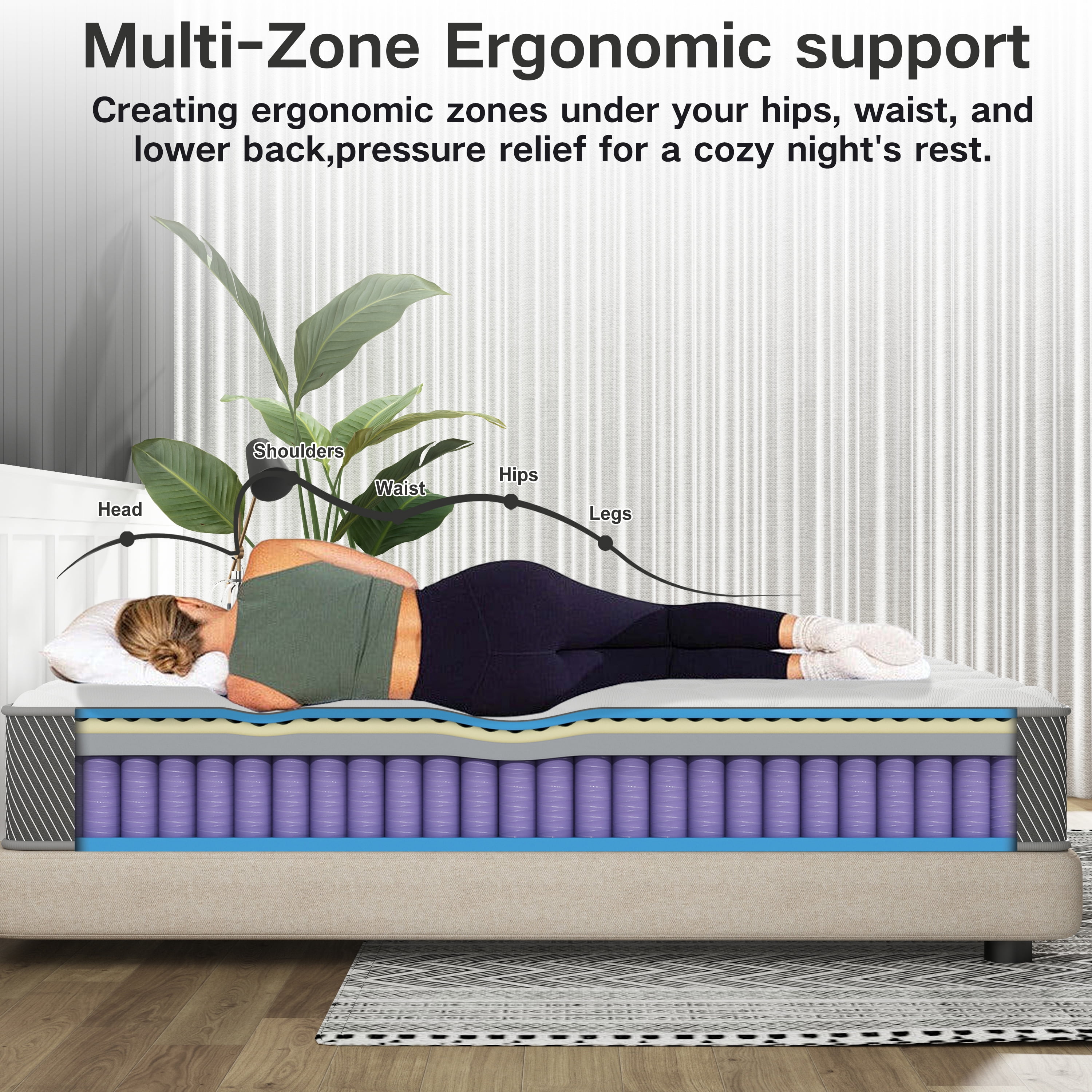 Full Size Mattress, 10 Inch Memory Foam Hybrid Mattress Full Size in a Box, Back Pressure & Pain Relief, Medium Firm Mattresses, Motion Isolation,CertiPUR-US