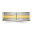 thumbnail image 3 of Diamond2Deal Titanium Polished Yellow IP-plated 7mm Grooved Men's Band Size 11.5, 3 of 5