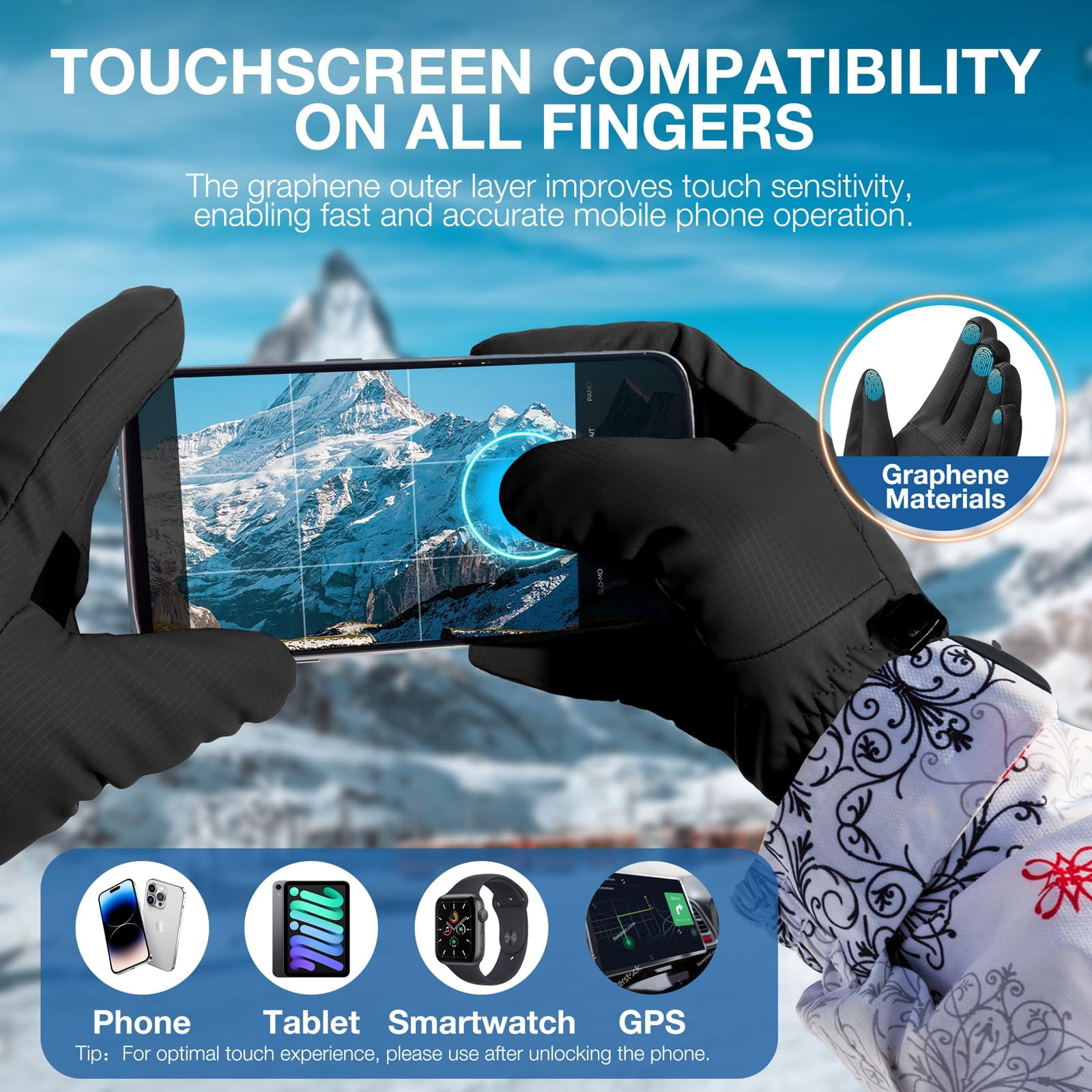 Winter Waterproof Warm Gloves Women Men With Touchscreen Fingers  Ski Snow Windproof For Cold Weather Thermal Running Hiking Driving Cycling Outdoor Sports Daily Work