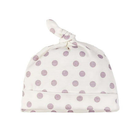 

Under the Nile Organic Cotton Knot Top Baby Beanie - Lavender Dot - Size 0 To 3 Months