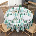 thumbnail image 3 of Green Christmas Tree Pattern Round Tablecloth 60"x60",Wrinkle Wipeable Table Cloth for Kitchen Dining Room Picnic Patio Party, 3 of 6