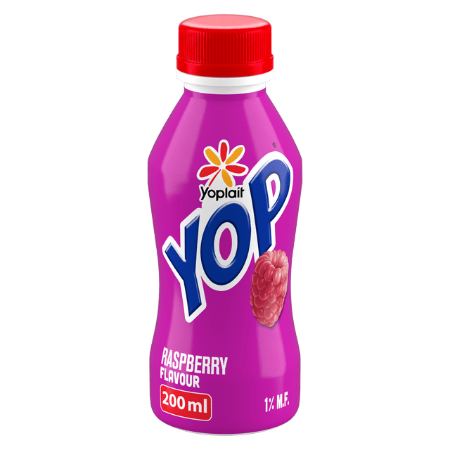 Yoplait Yop 1% Drinkable Yogurt, Raspberry, Yogurt Drink, 200 mL ...