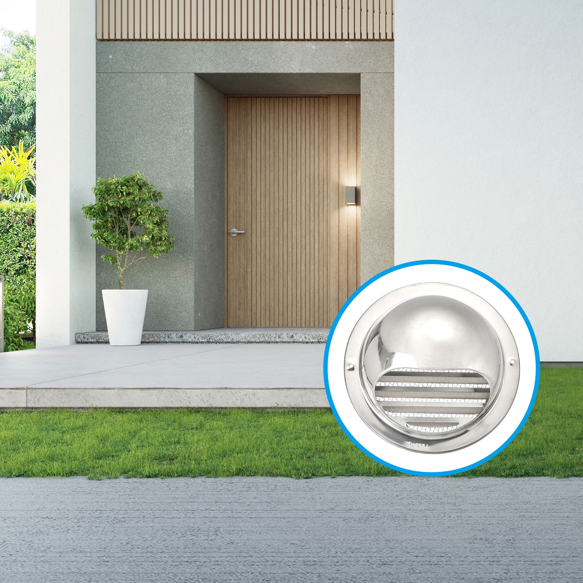 Uxcell 3" Round Soffit Air Vents, 12" Length 304 Stainless Steel Louver Grille Vent Cover for Kitchen Bathroom Ventilation, Silver