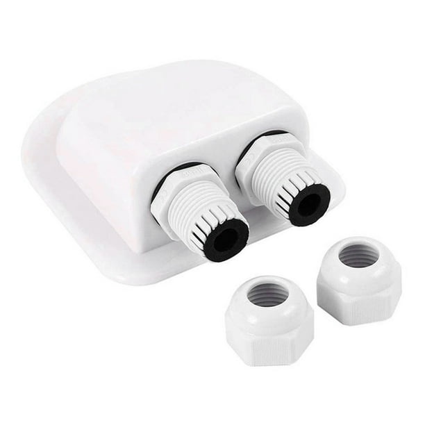 Kenally Conector de caja de empalme de glándula de entrada de cable doble de panel solar, cubierta de yate, caravanas, caravana, remolque, Accesorios para vehículos recreativos Blanco
