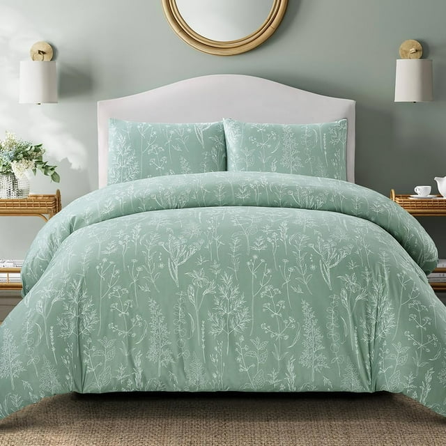 Reversible Duvet Cover Queen Tree Branch Pattern Queen Duvet Cover Set pc Soft Microfiber Breathable Botanical Bedding Sets with Zipper Ties