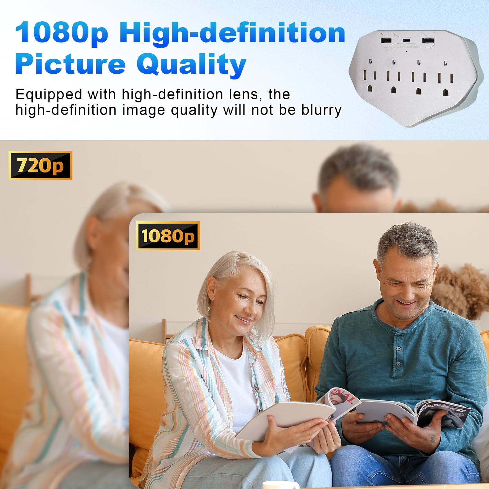 1080P WiFi Security Camera Wall Outlet - Mini Indoor Camera with Local SD Card Storage (SD card not included), 120° Wide Angle, Plug-in Camera for Baby, Pet & Home Security