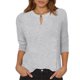 thumbnail image 1 of Camiseta con cuello volado para mujer: manga tres cuartos, color liso, prenda informal para interior/exterior, tallas S/XXL., 1 of 5