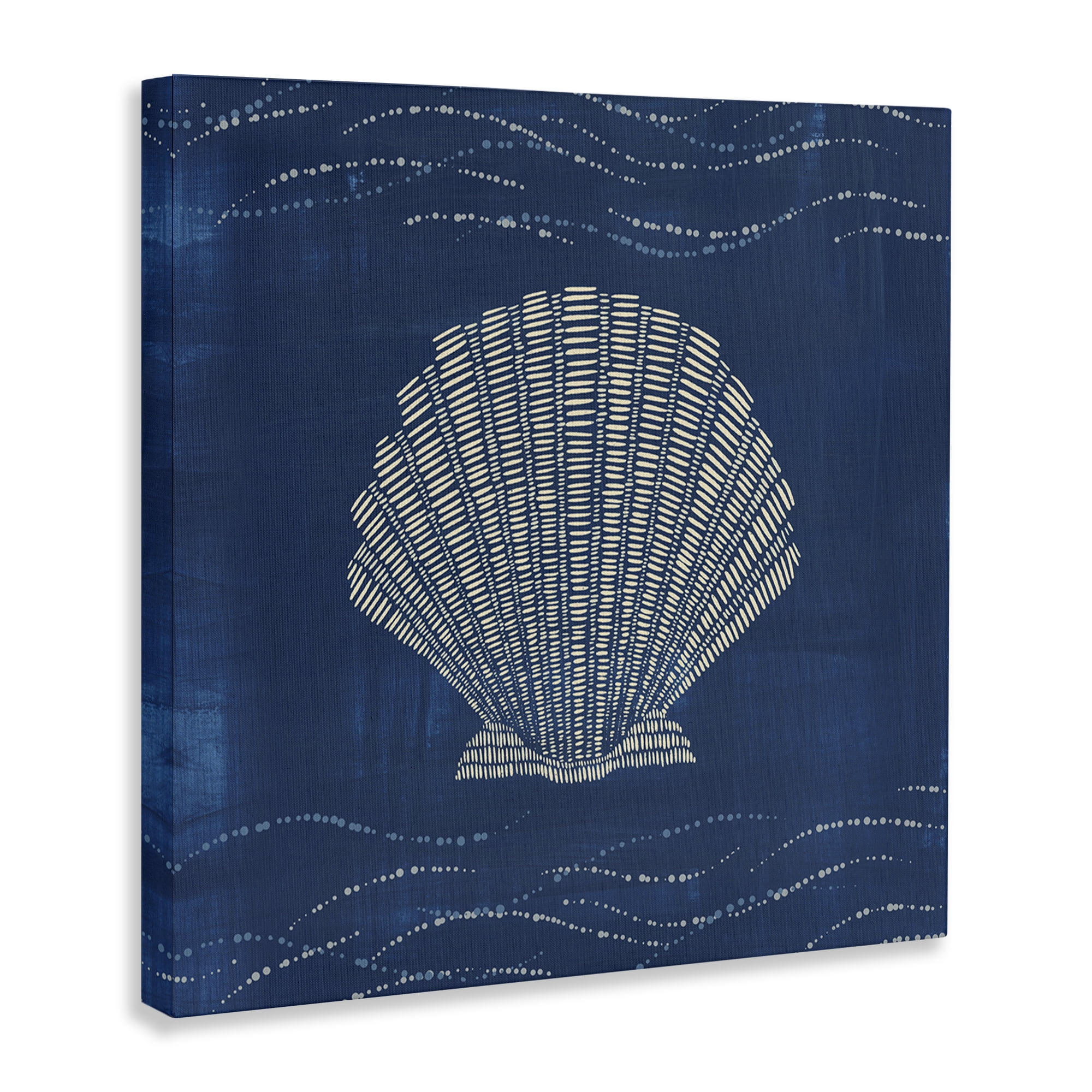 Stupell Industries Clam Shell on Blue Coastal Painting Gallery Wrapped Canvas Art Print Wall Art, 30 x 30